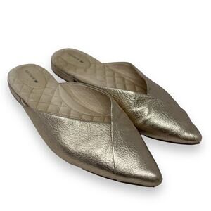 Birdies The Swans Flats Womens 8 Slip On Shoes Metallic  Gold Leather Pointed